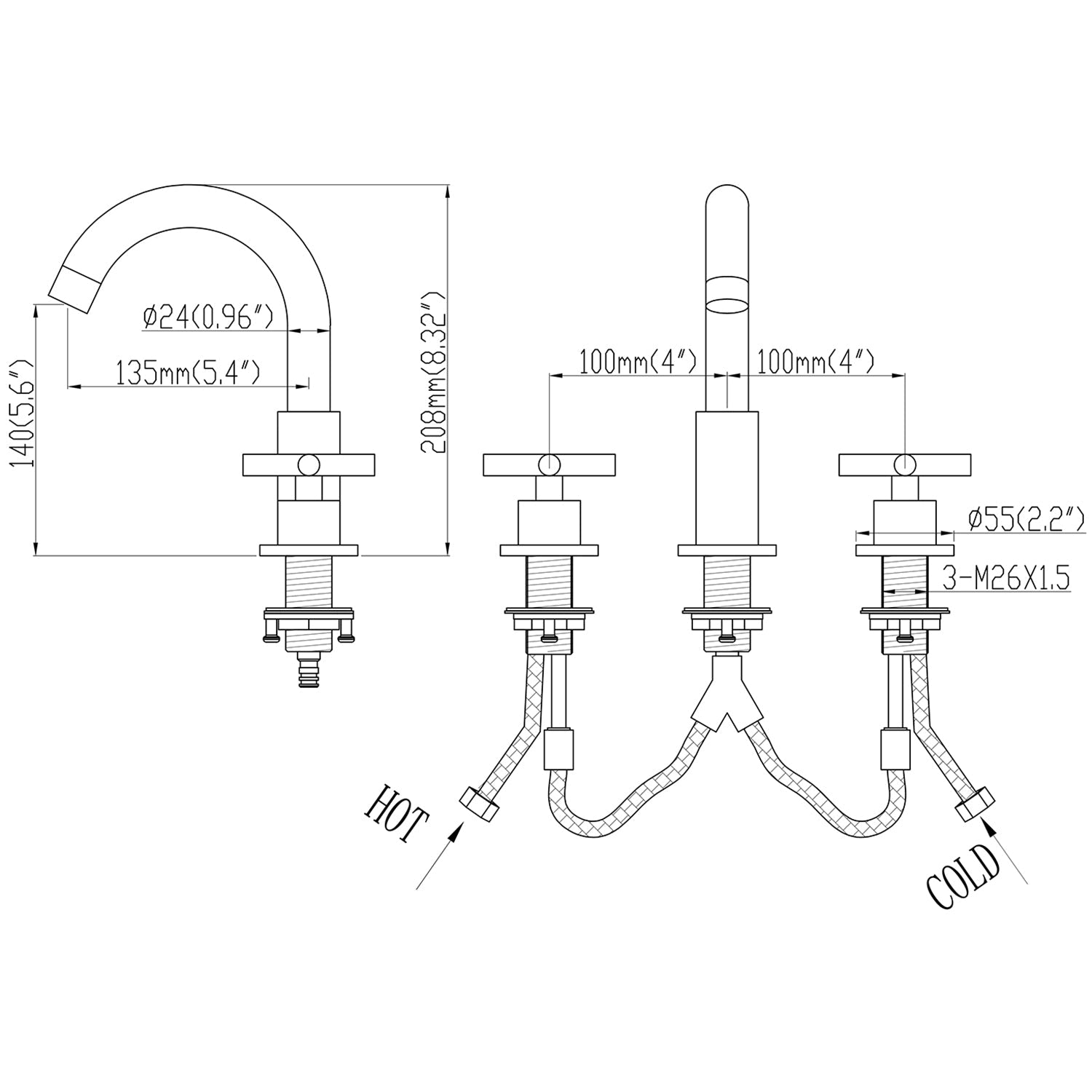 Double Handle Bathroom Faucet