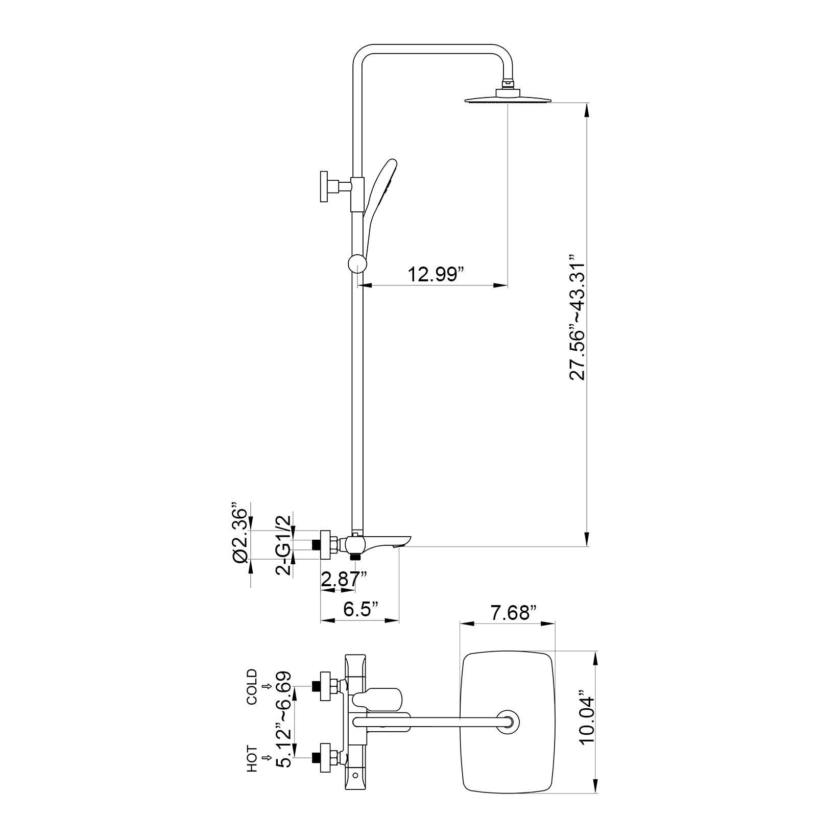 rainfall shower system