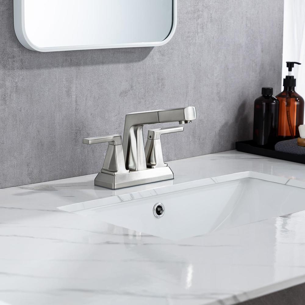 Two-Handle 4" Centerset Matte Black Pull-Out Bathroom Faucet