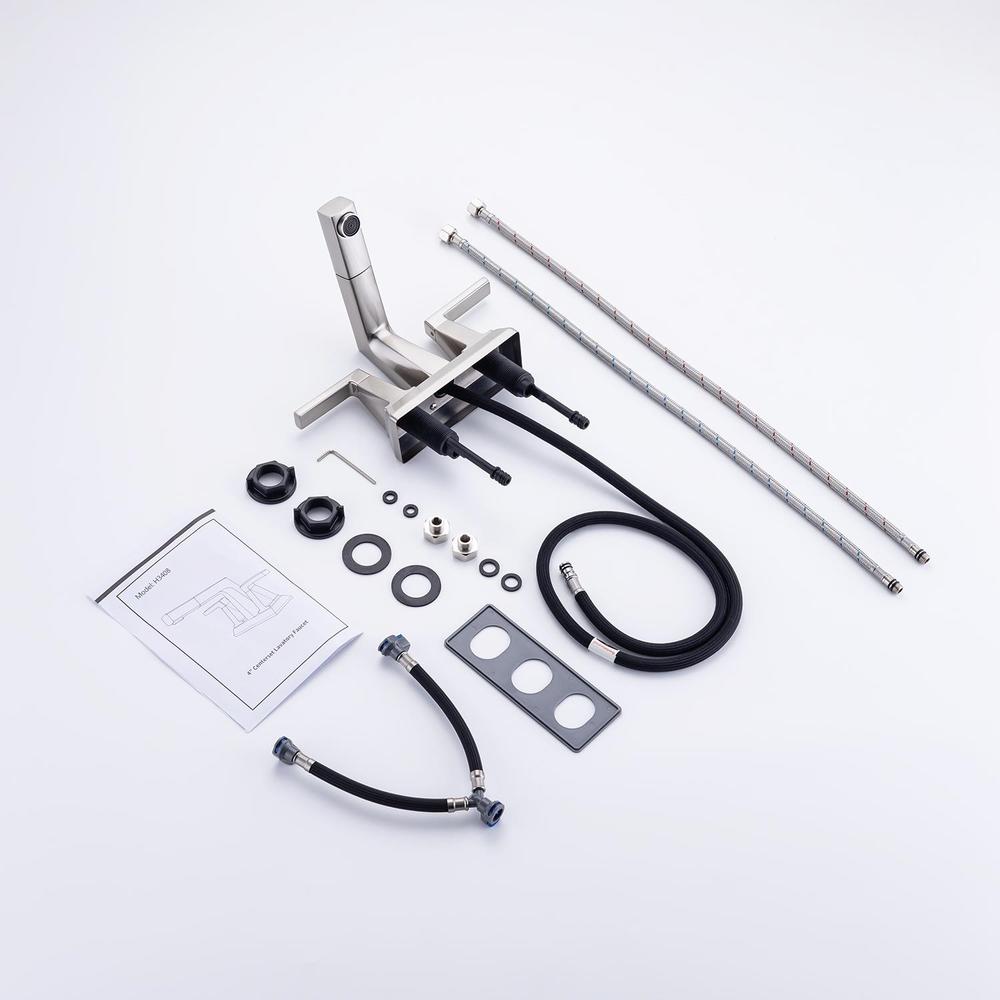 Two-Handle 4" Centerset Matte Black Pull-Out Bathroom Faucet