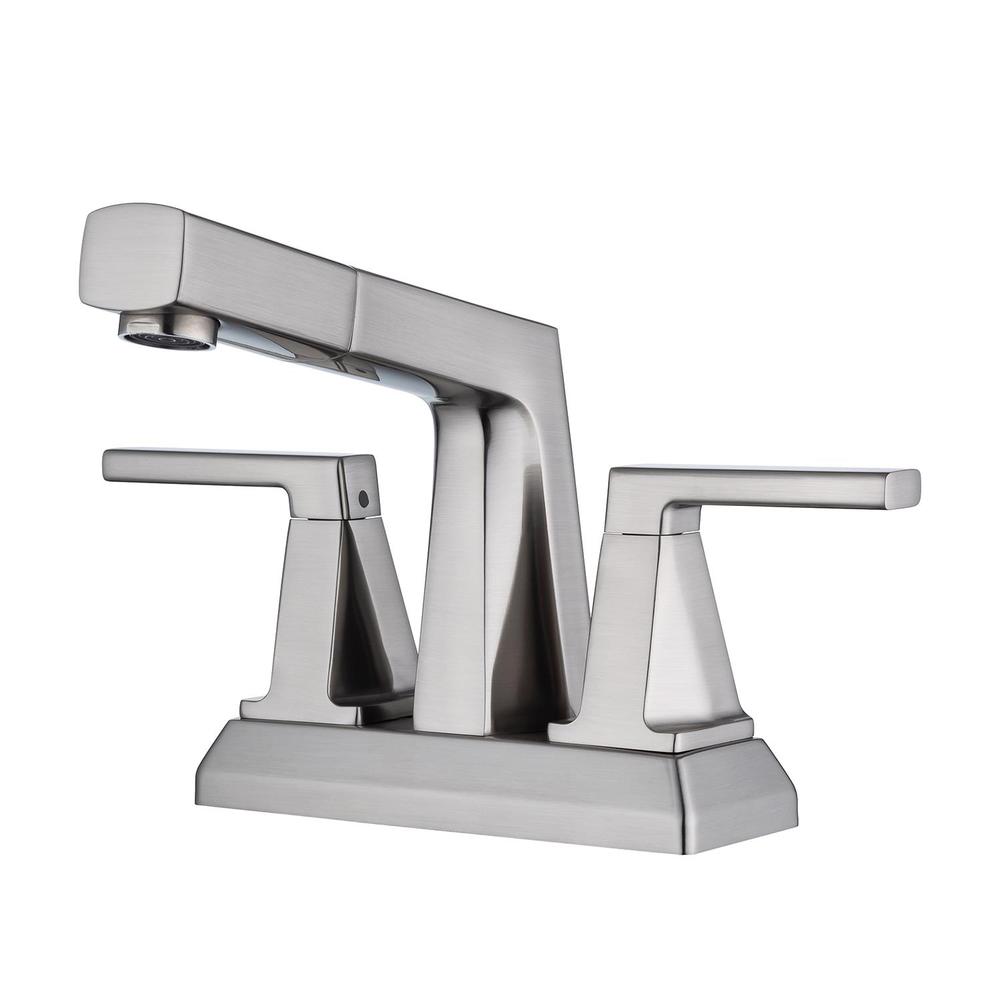Two-Handle 4" Centerset Matte Black Pull-Out Bathroom Faucet