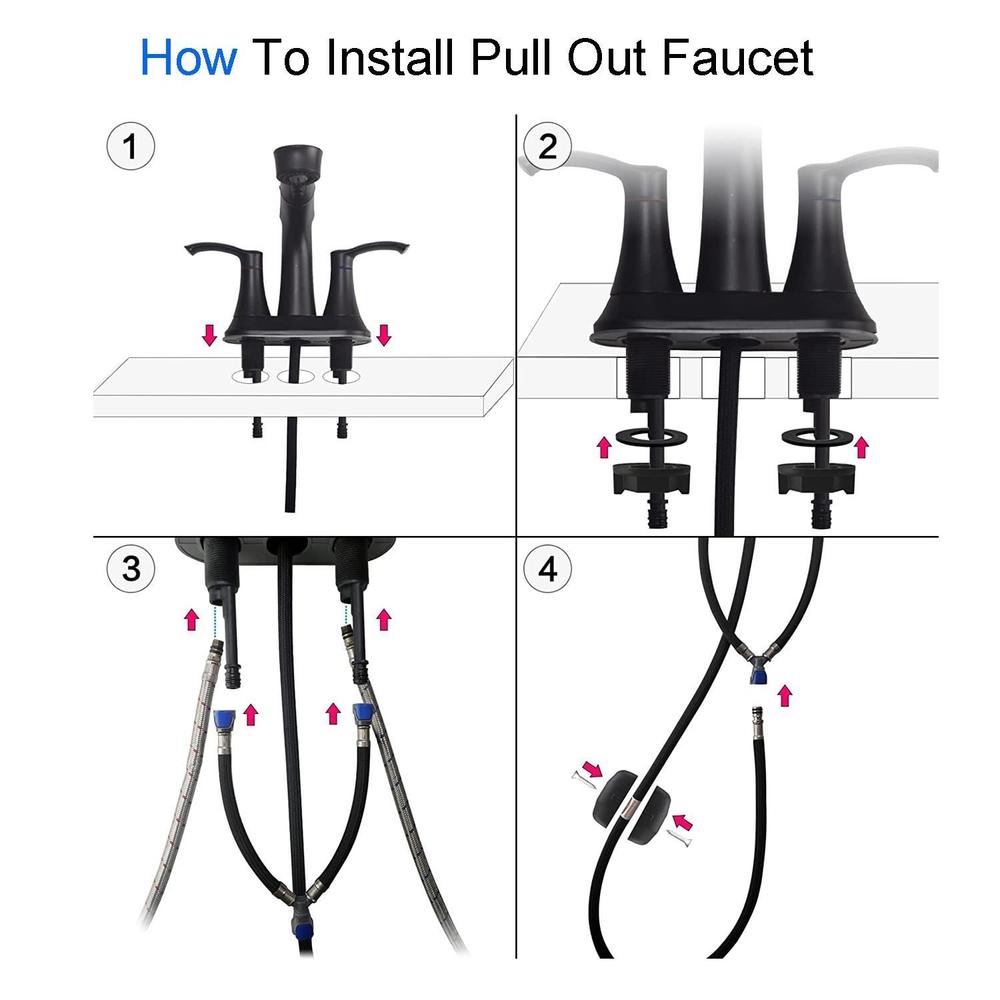 Two-Handle 4" Centerset Matte Black Pull-Out Bathroom Faucet