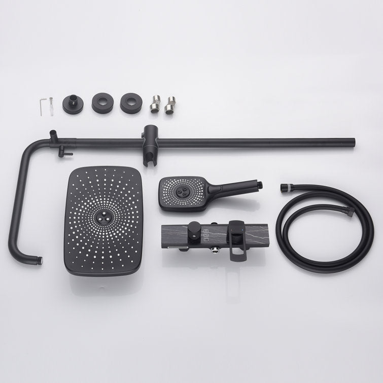 Matte Black Slide Bar Three Functions Shower Faucet Set With Rough-In Valve
