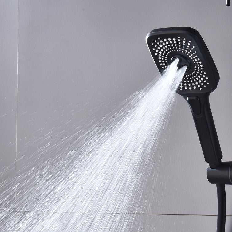 Matte Black Slide Bar Three Functions Shower Faucet Set With Rough-In Valve