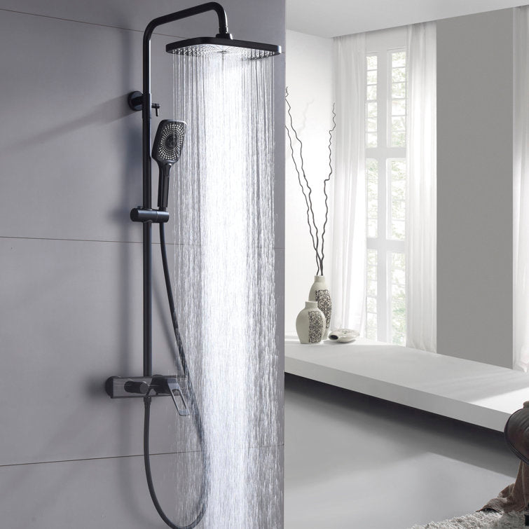 Matte Black Slide Bar Three Functions Shower Faucet Set With Rough-In Valve