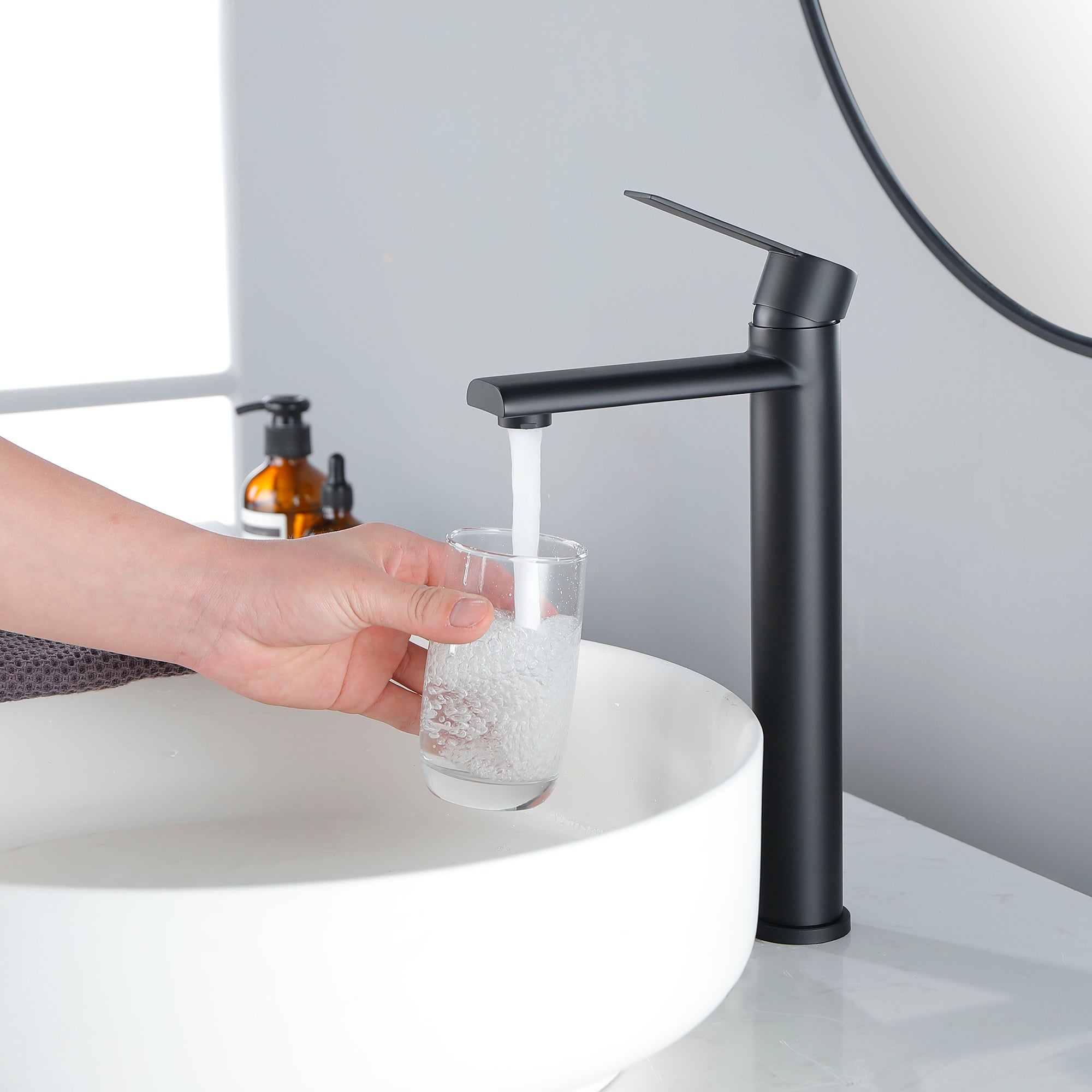 Bathroom Faucet, Single Handle Bathroom Vanity Sink Faucets, Deck Mount Bathroom Faucet, Matte Black