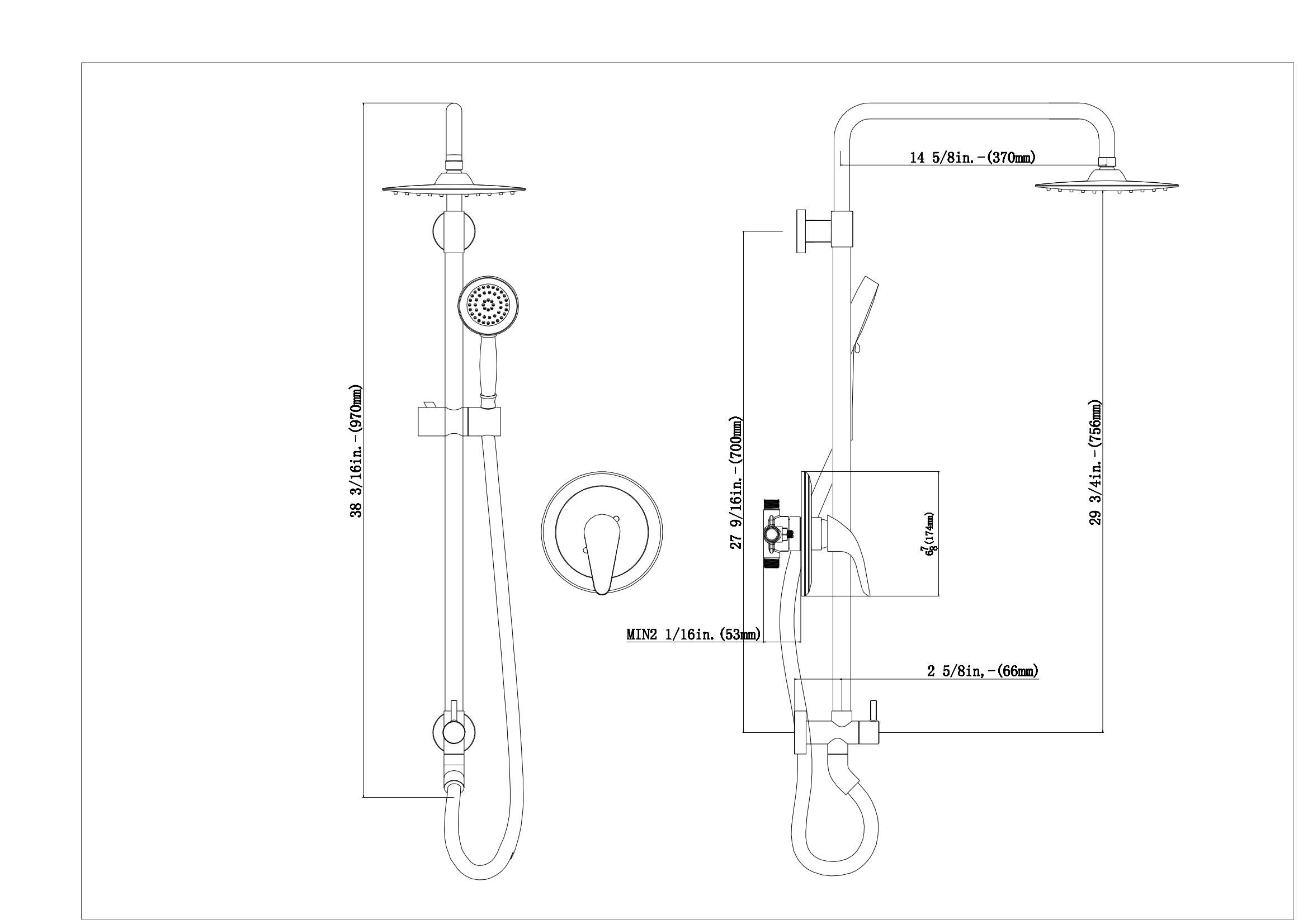 shower systems with rain head
