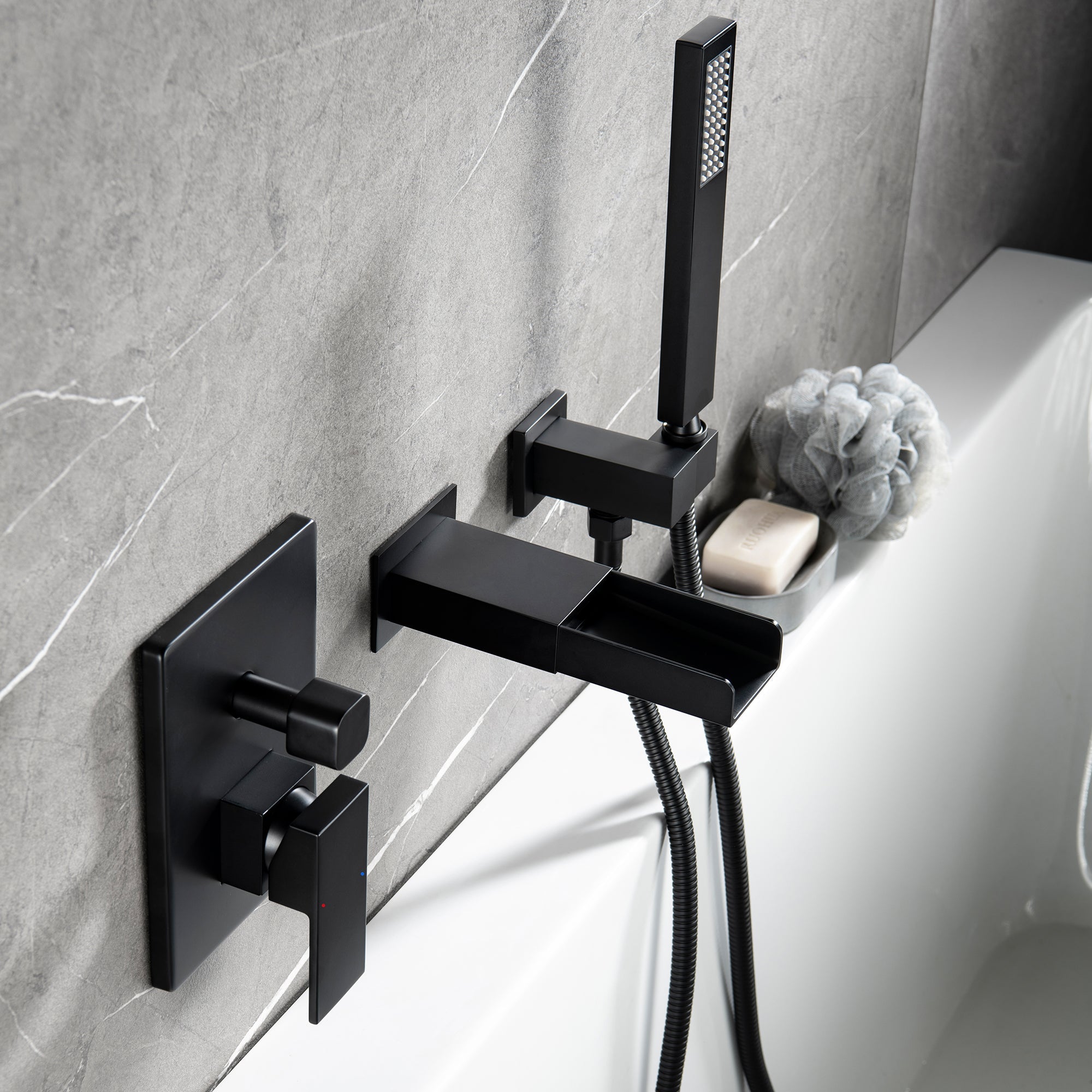 Single-Handle Wall Mount Tub Faucet with Hand Shower