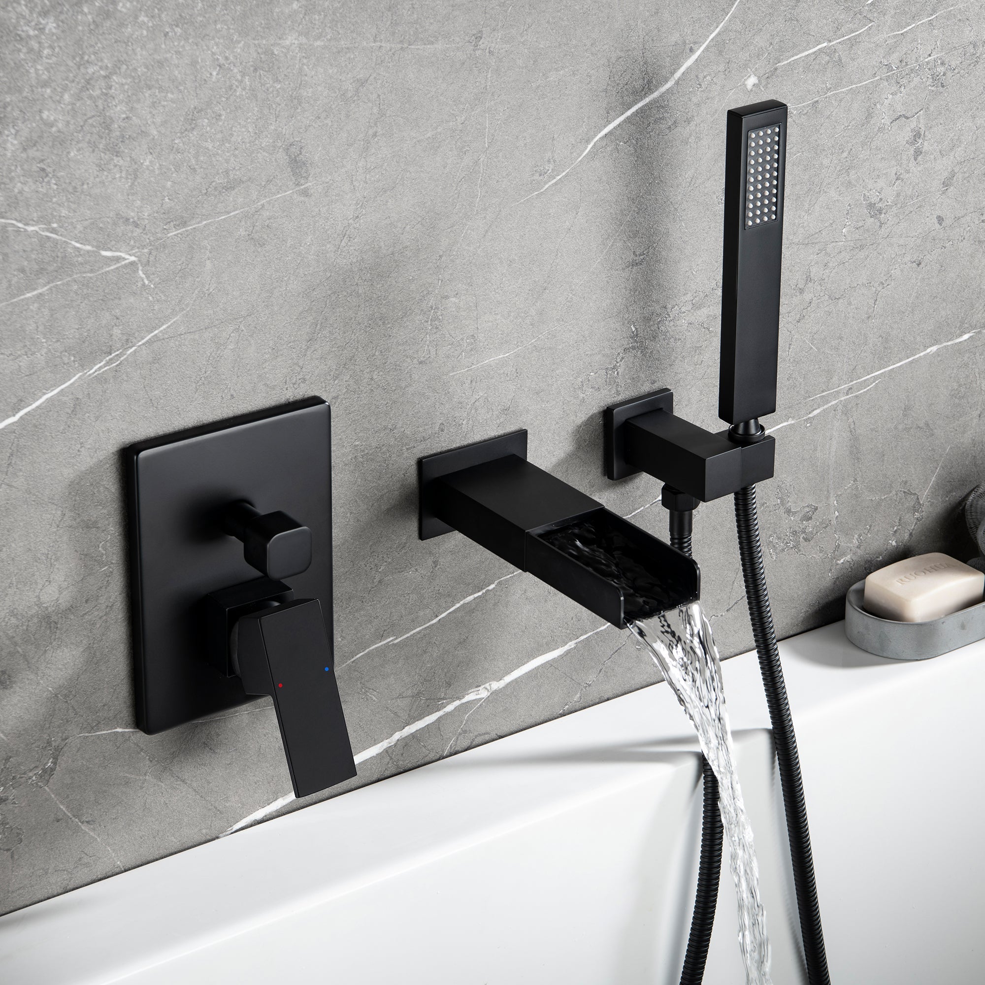 Single-Handle Wall Mount Tub Faucet with Hand Shower