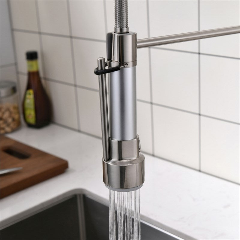 Modern Pull Down Single Handle Kitchen Faucet in Brushed Nickel