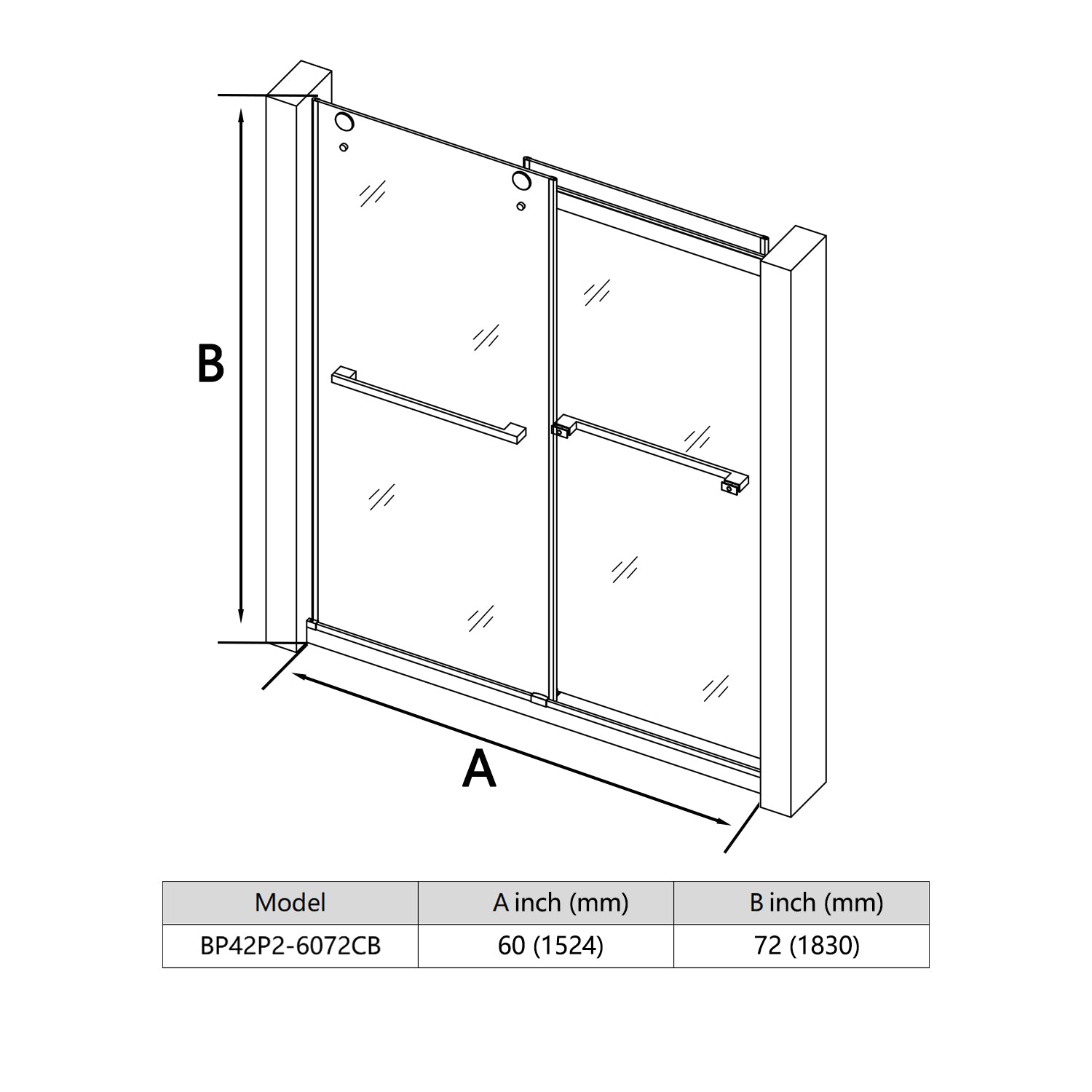 60 in. W x 72 in. H Frameless Brushed Nickel Finish Double Sliding Shower Doors