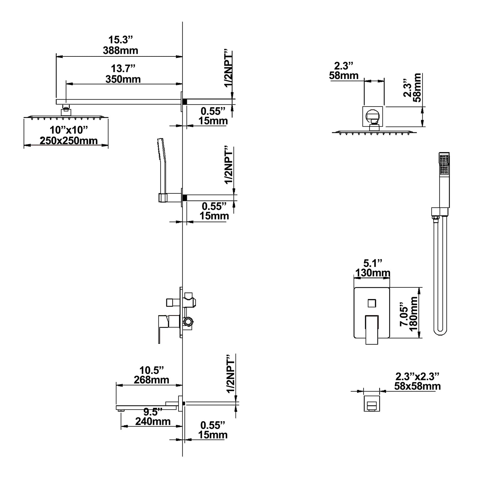 rainfall shower system