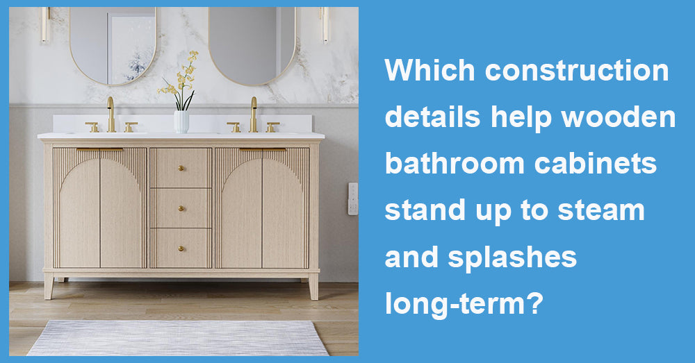 Which construction details help wooden bathroom cabinets stand up to steam and splashes long-term?
