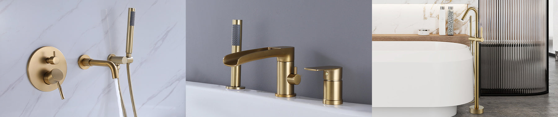 Brushed Gold Bathtub Faucets