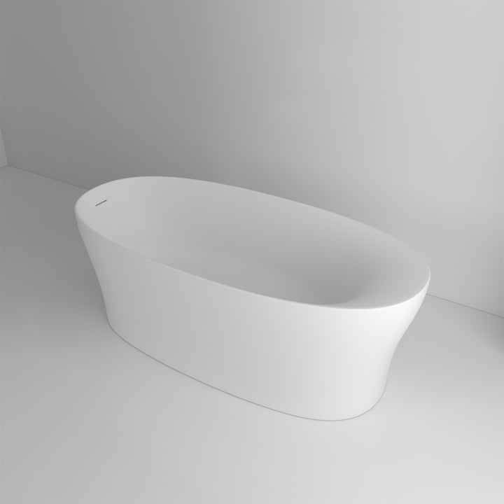 67'' Solid Surface Stone Resin Freestanding Soaking Bathtub Comfortable Backrest Design