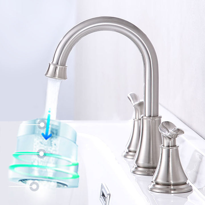 2-Handle 8 inch Widespread Bathroom Sink Faucet Lavatory Faucet 3 Hole With Pop Up Drain Assembly