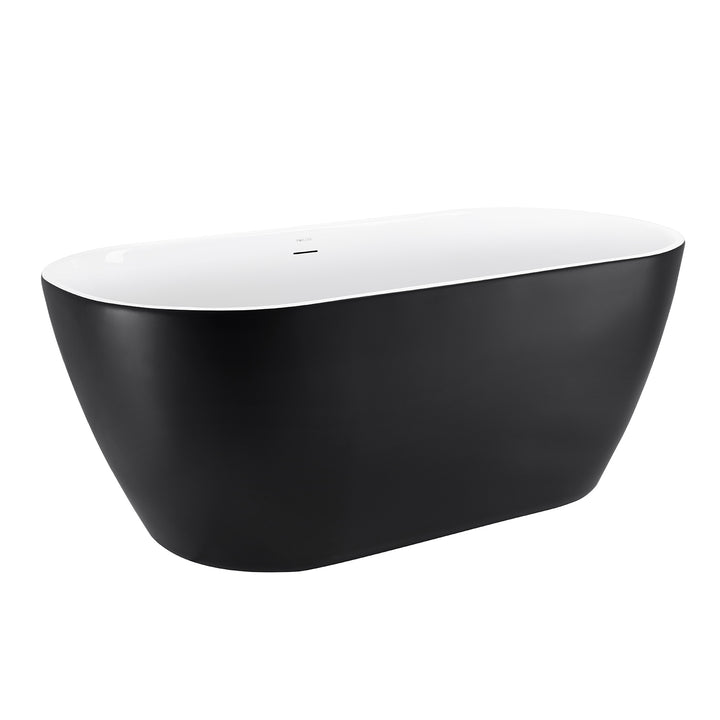 59″  Gloss Acrylic Oval Freestanding Contemporary Soaking Bathtub