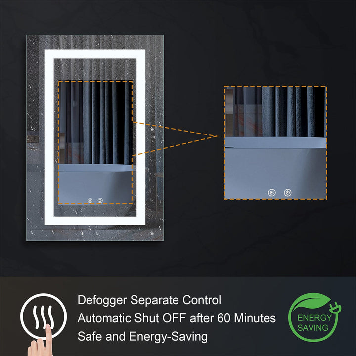 20" x 30" LED Lighted Surface/Recessed Mount Silver Mirrored Medicine Cabinet with Outlet Right Side