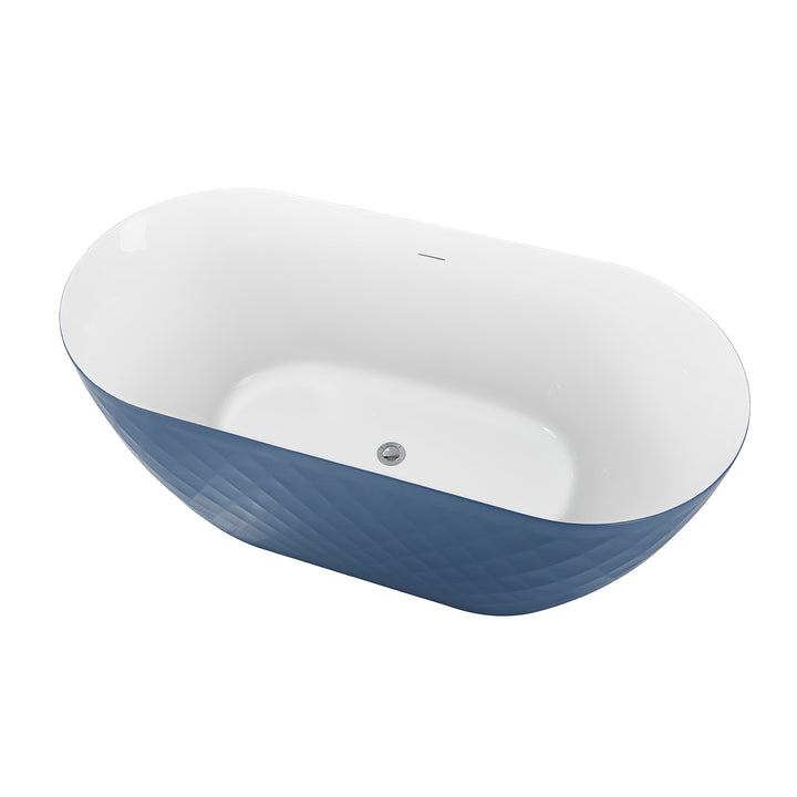 59" Unique Design Oval Acrylic Bathtub Freestanding Soaking Tub