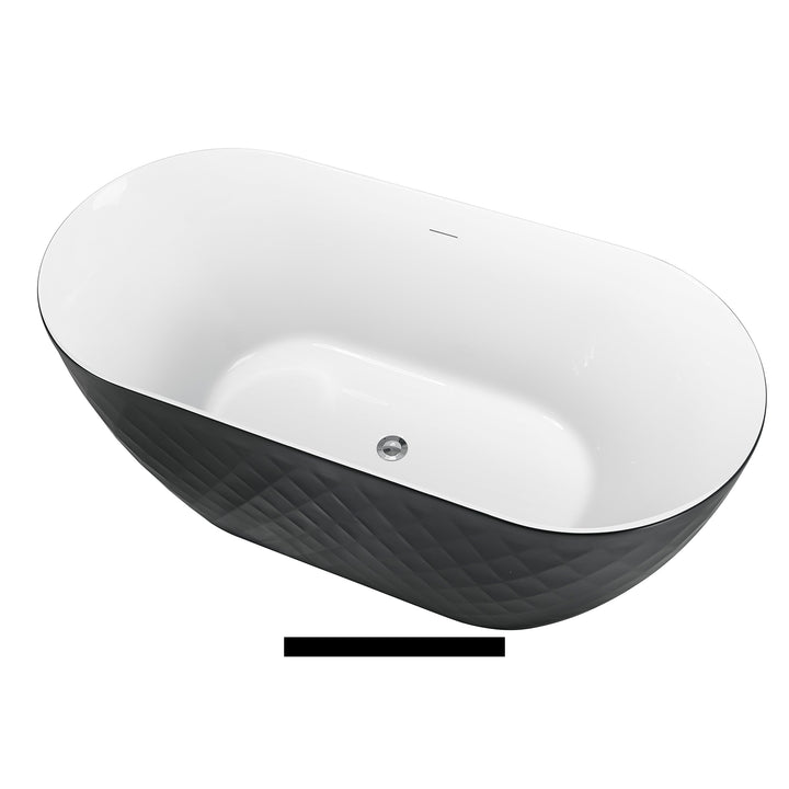 59" Unique Design Oval Acrylic Bathtub Freestanding Soaking Tub