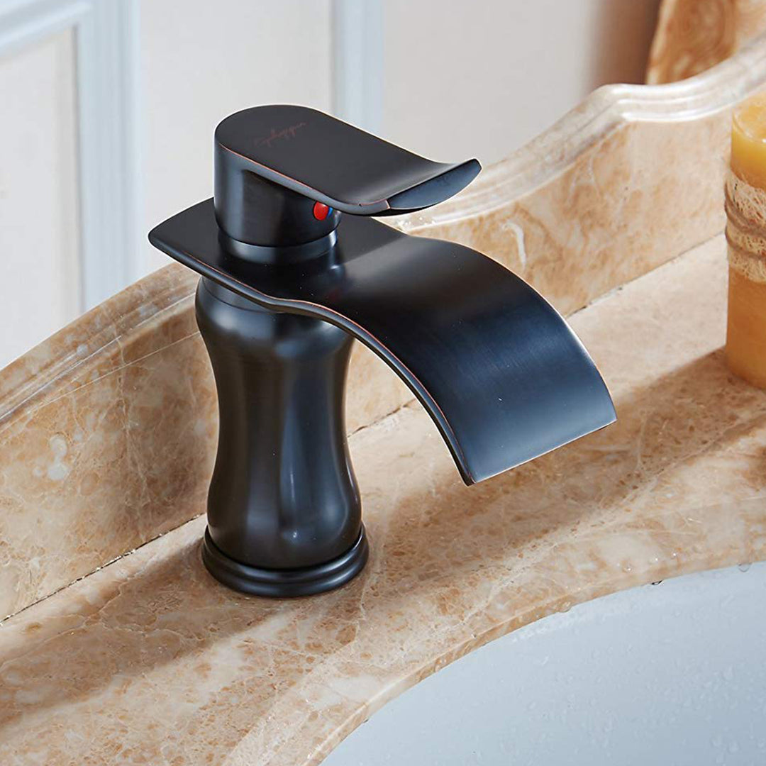 Single-Handle Bathroom Faucet with Deckplate Included and Supply Lines