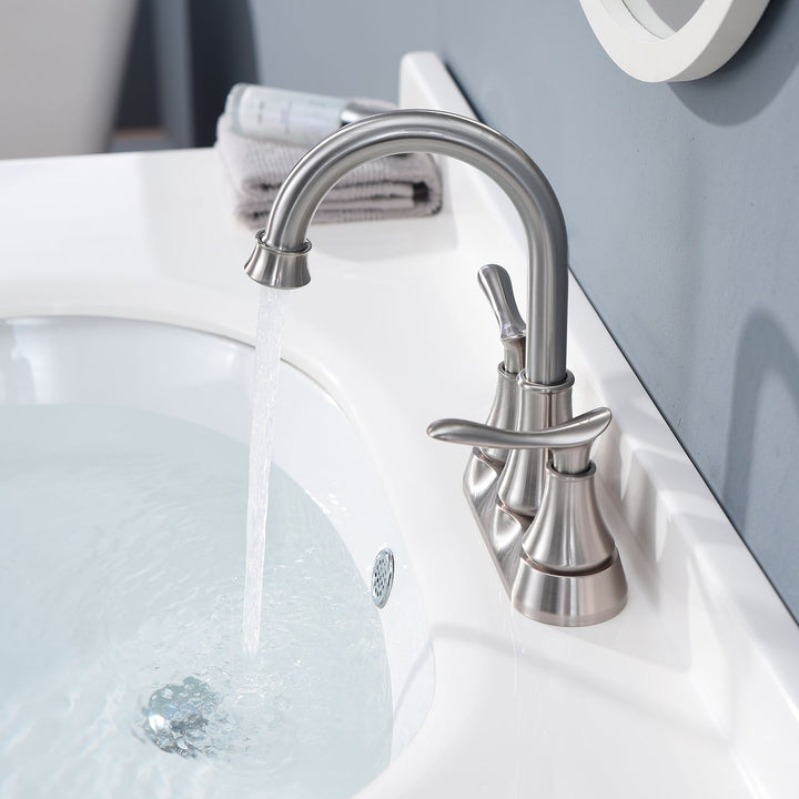 2-Handle 360 Degree High Arc Swivel Bathroom Sink Faucet