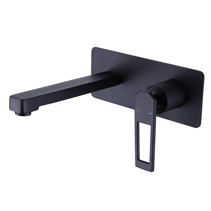 Modern Wall Mounted Matte Black Bathroom Faucet With Deck