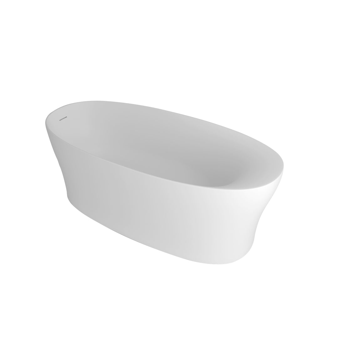 67'' Solid Surface Stone Resin Freestanding Soaking Bathtub Comfortable Backrest Design