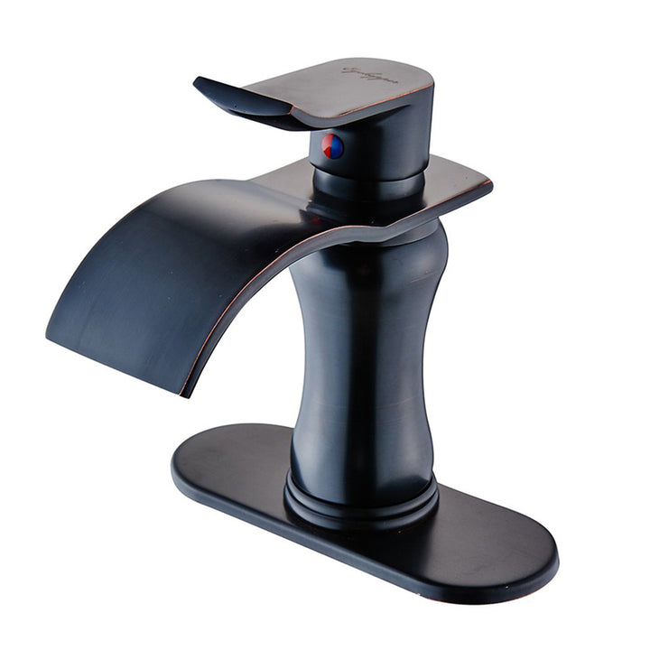 Single-Handle Bathroom Faucet with Deckplate Included and Supply Lines