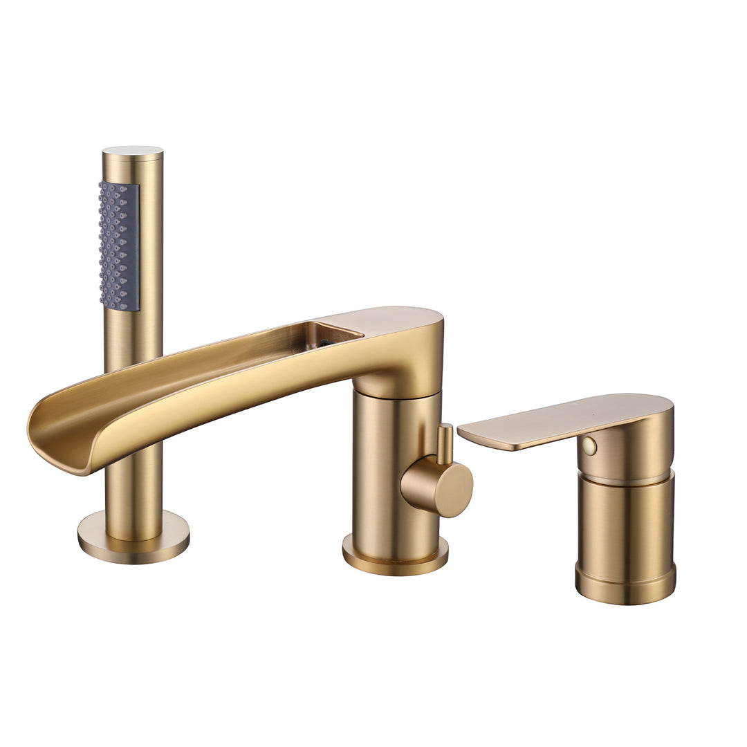 Deck Mounted Waterfall Roman Tub Faucet With Handshower