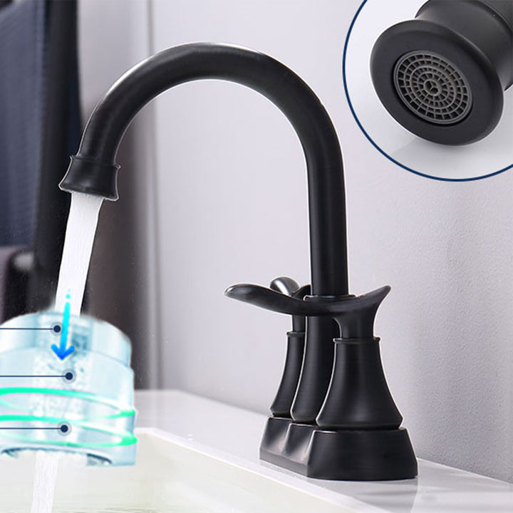2-Handle 360 Degree High Arc Swivel Bathroom Sink Faucet