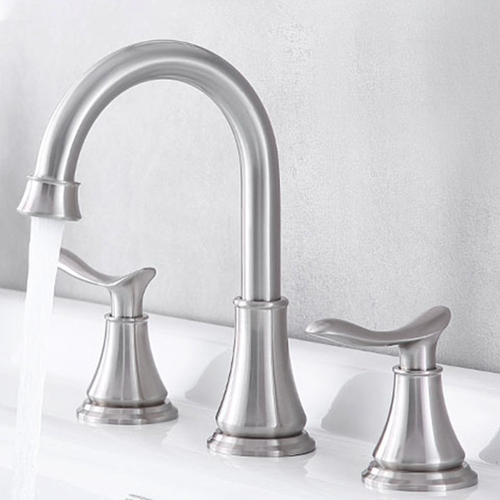 2-Handle 8 inch Widespread Bathroom Sink Faucet Lavatory Faucet 3 Hole With Pop Up Drain Assembly