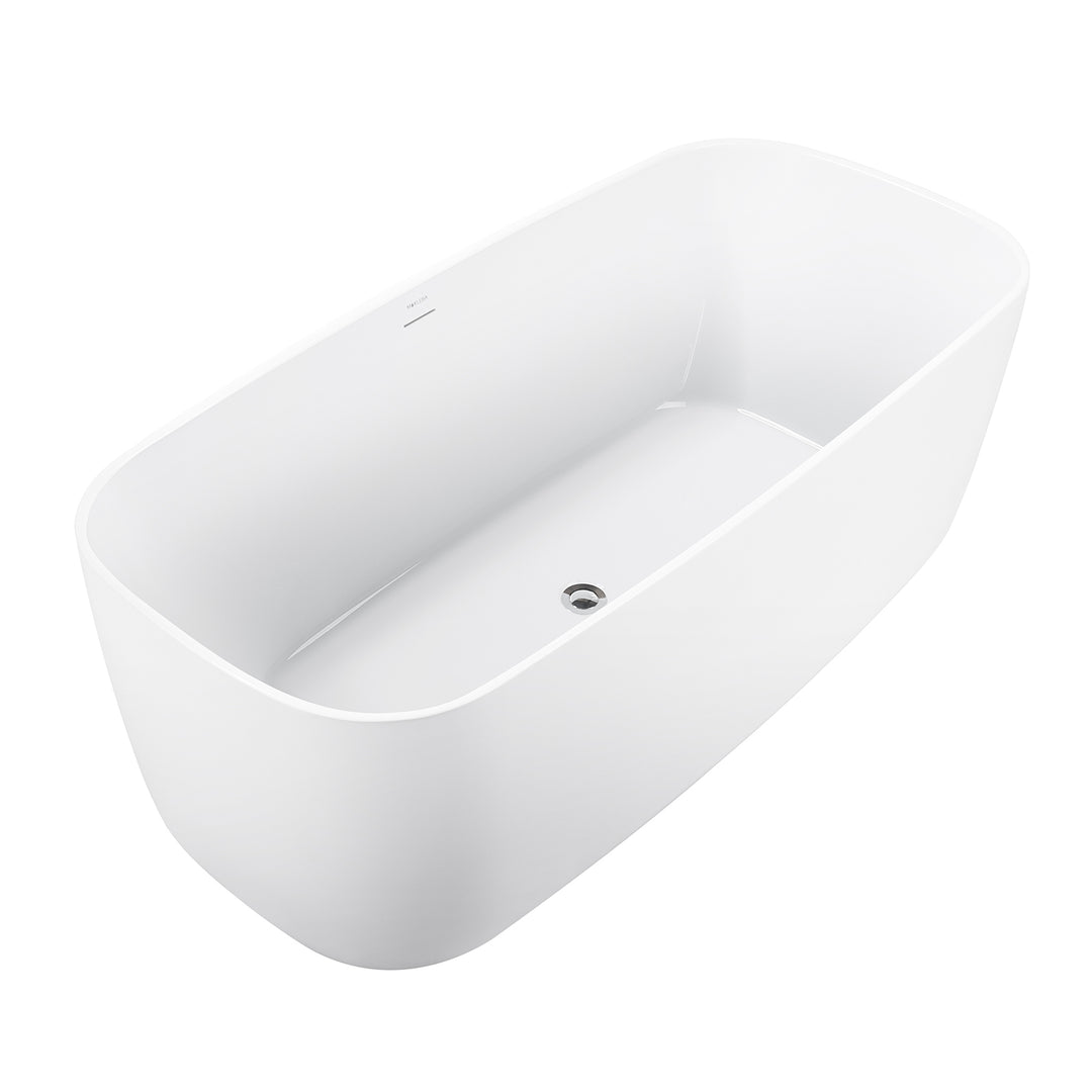 67" Acrylic Retangle Shape Freestanding Bathtub in Glossy White
