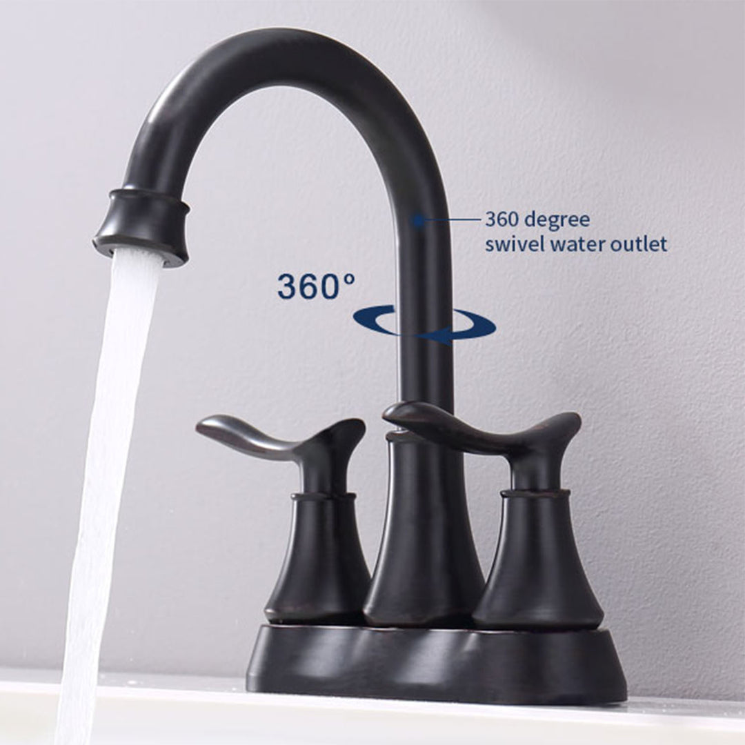 2-Handle 360 Degree High Arc Swivel Bathroom Sink Faucet