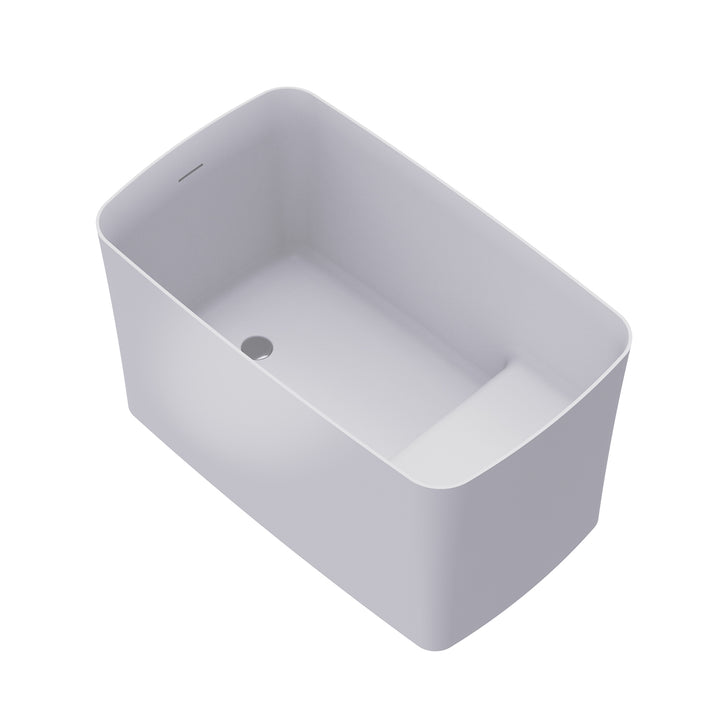 47'' Solid Surface Stone Resin Freestanding Soaking Bathtub with Built-in Seat