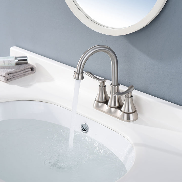 2-Handle 360 Degree High Arc Swivel Bathroom Sink Faucet