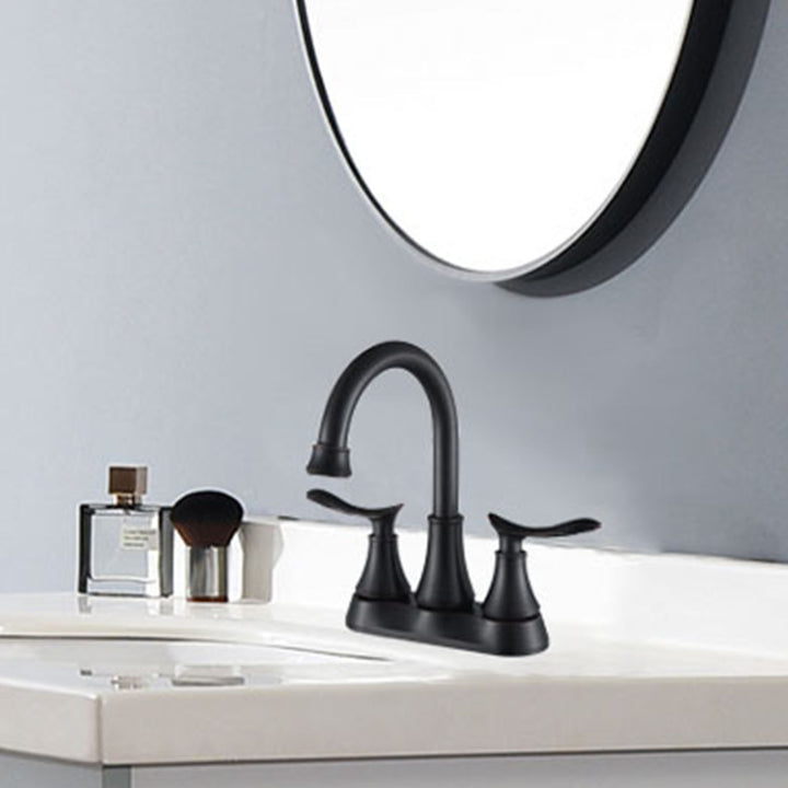 2-Handle 360 Degree High Arc Swivel Bathroom Sink Faucet