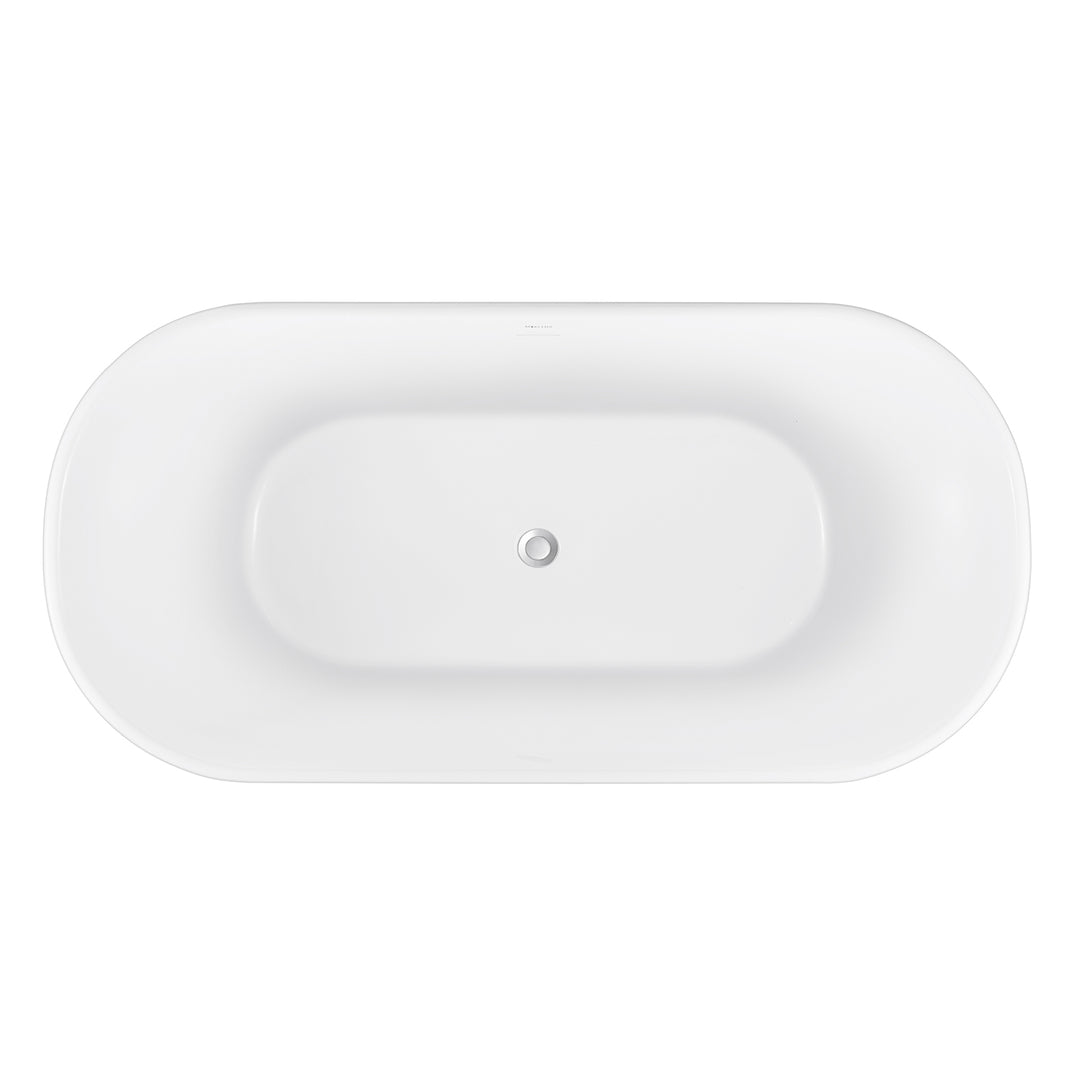 28-in W x 59-in L Gloss  Acrylic Oval Freestanding Soaking Bathtub