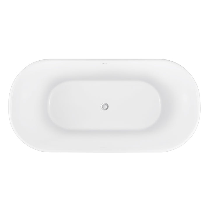 59″ Gloss  Acrylic Oval Freestanding Soaking Bathtub