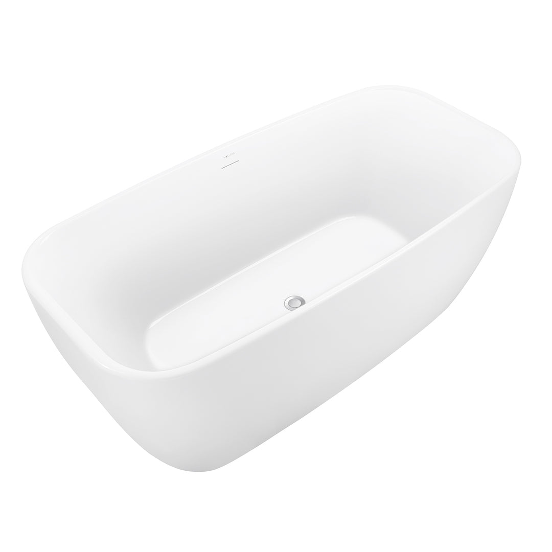 28-in W x 59-in L Gloss White Acrylic Oval Freestanding Soaking Bathtub
