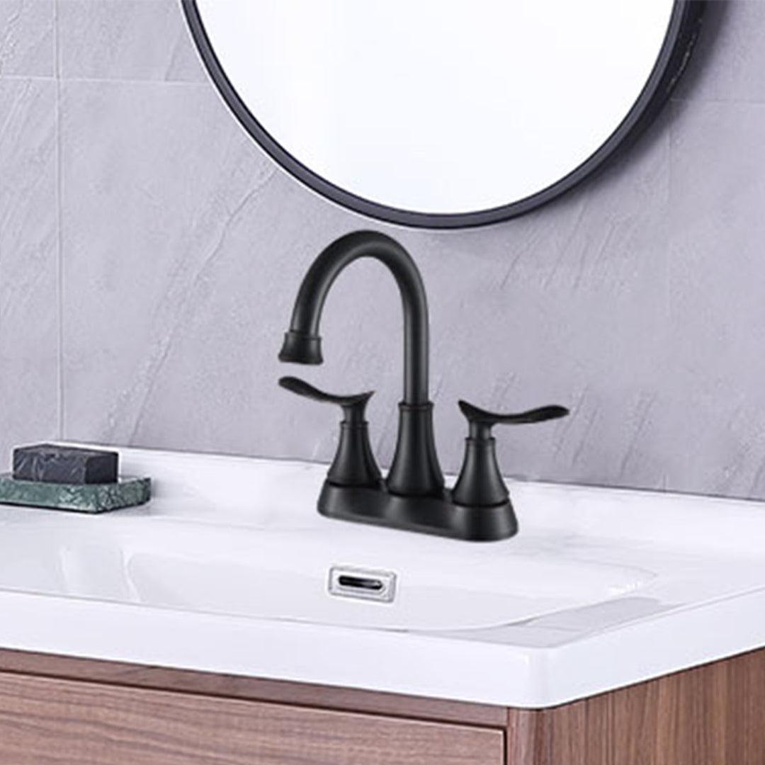 2-Handle 360 Degree High Arc Swivel Bathroom Sink Faucet