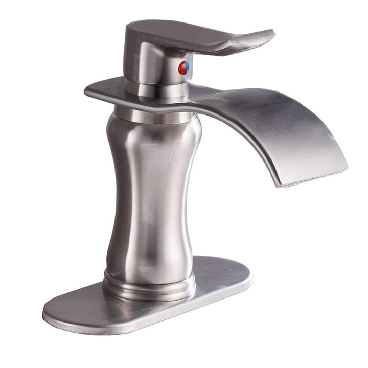 Single-Handle Bathroom Faucet with Deckplate Included and Supply Lines