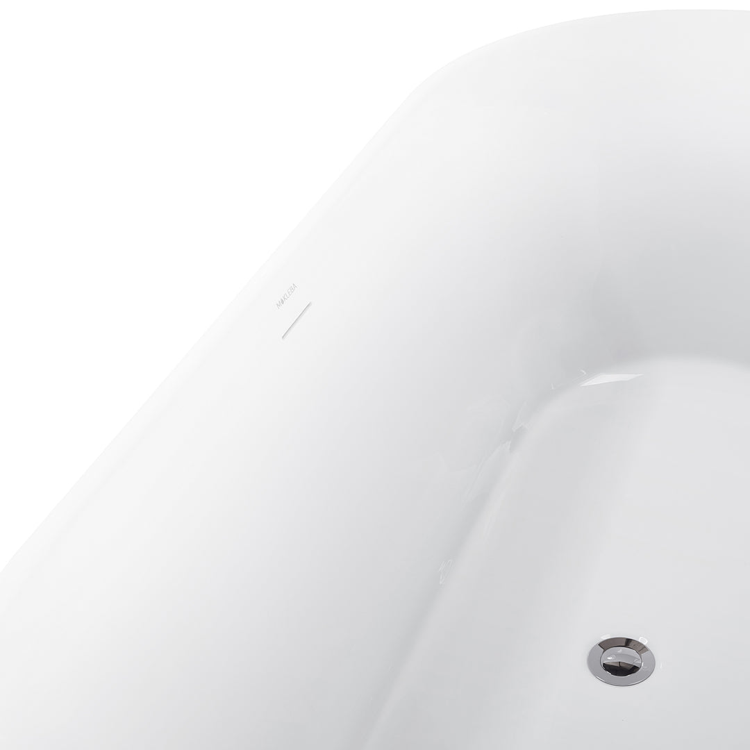 59″ Gloss  Acrylic Oval Freestanding Soaking Bathtub