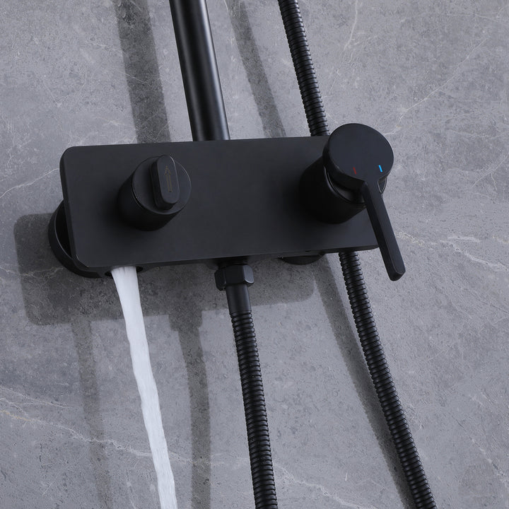 Wall Mount 3-Function Complete Shower System with Rough-In Valve