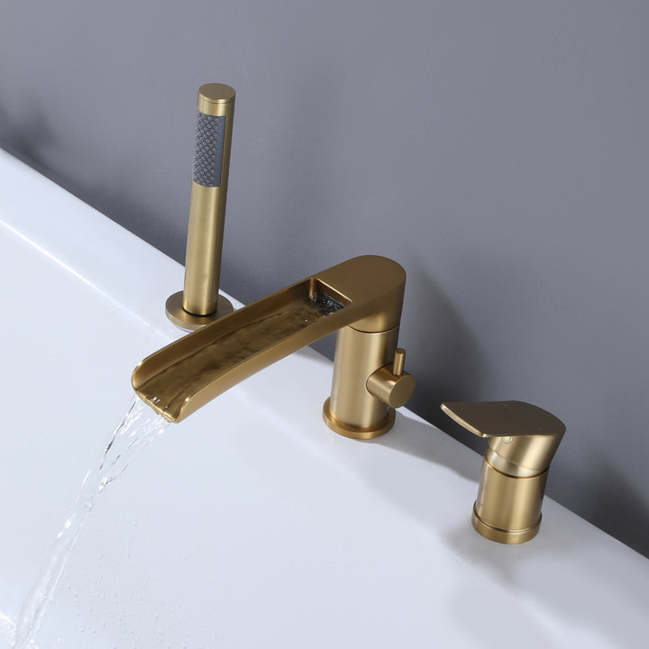 Deck Mounted Waterfall Roman Tub Faucet With Handshower