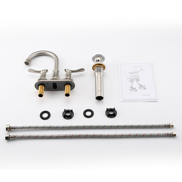 2-Handle 360 Degree High Arc Swivel Bathroom Sink Faucet