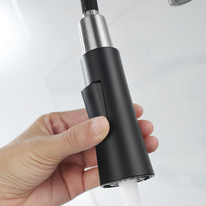Matte Black Kitchen Faucet with Soap Dispenser with Pull Down Sprayer Utility Laundry Single Handle Kitchen Sink Faucet