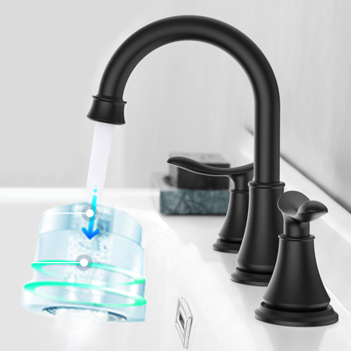 2-Handle 8 inch Widespread Bathroom Sink Faucet Lavatory Faucet 3 Hole With Pop Up Drain Assembly
