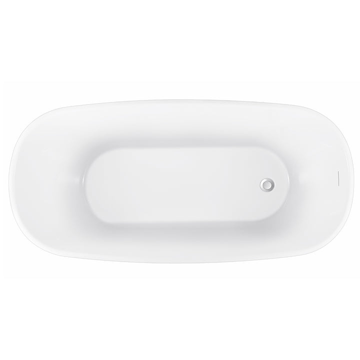 28-in W x 59-in L Gloss Acrylic Oval Freestanding Soaking Bathtub