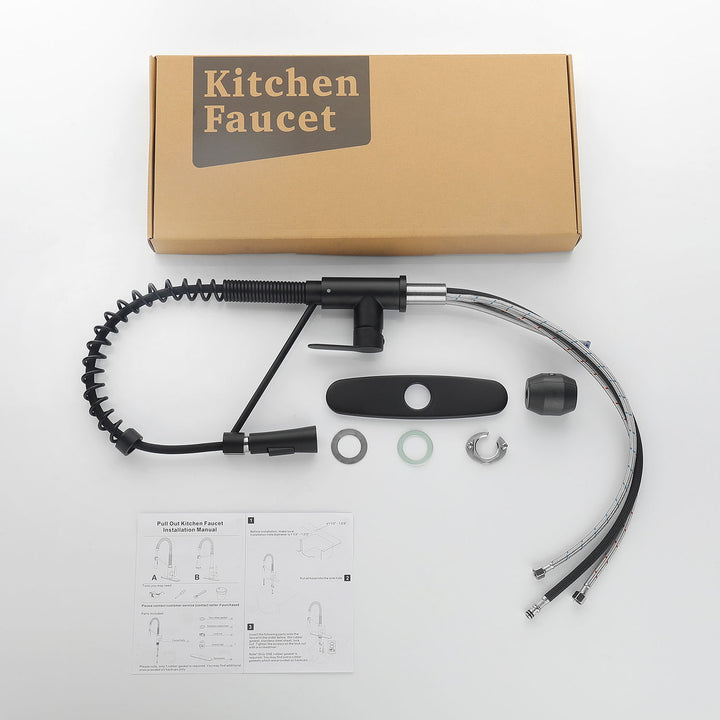 Matte Black Kitchen Faucet with Soap Dispenser with Pull Down Sprayer Utility Laundry Single Handle Kitchen Sink Faucet